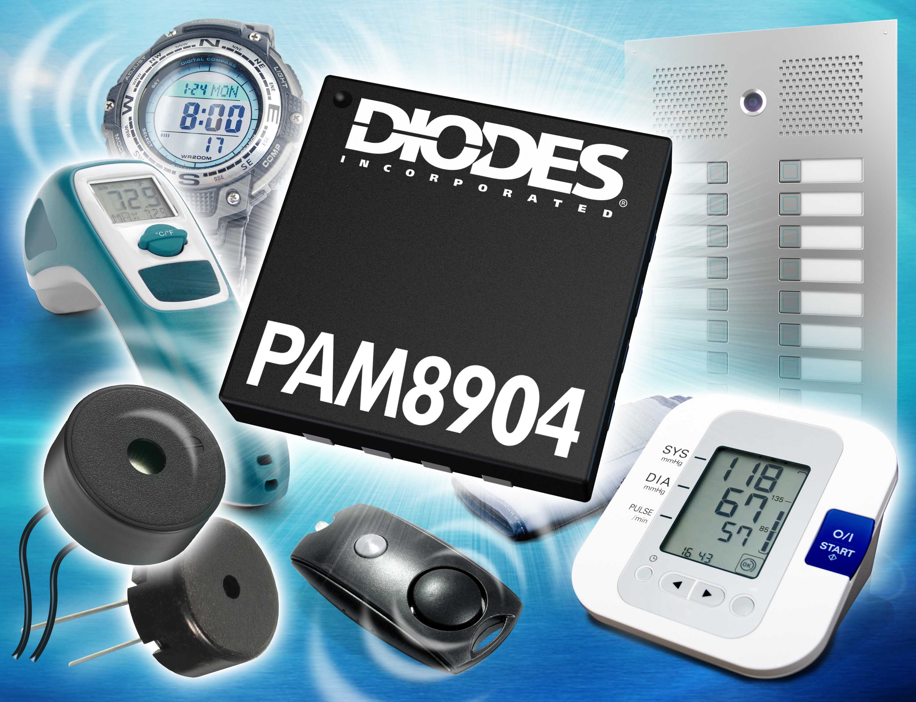 Diodes推出压电声响驱动PAM8904